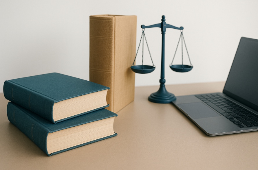 Legal books and business law office